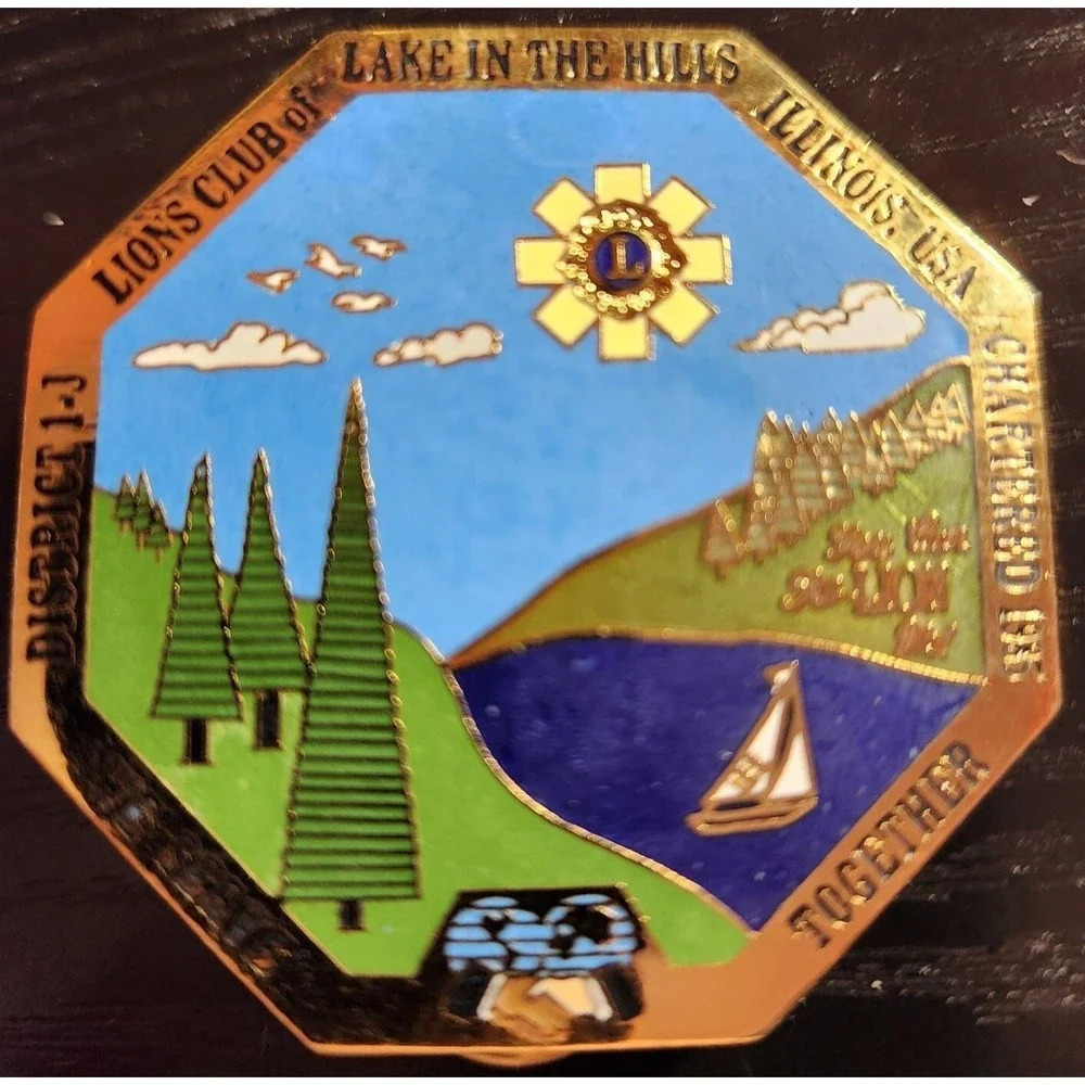 Lions Club Lake In The Hills Illinois USA District 1J Charter 1965‎ Octagon Pin